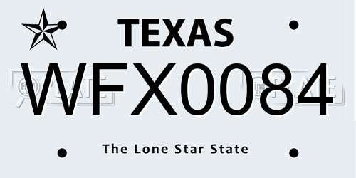 WFX0084 Texas License Plate