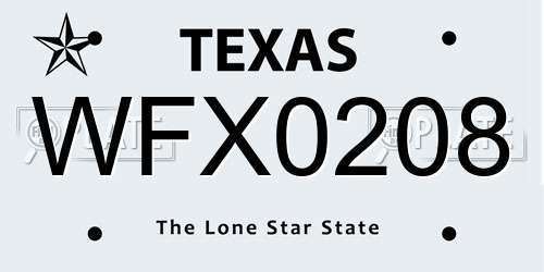 WFX0208 Texas License Plate