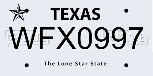 WFX0997 Texas License Plate