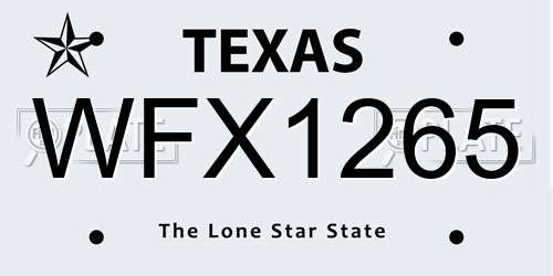 WFX1265 Texas License Plate