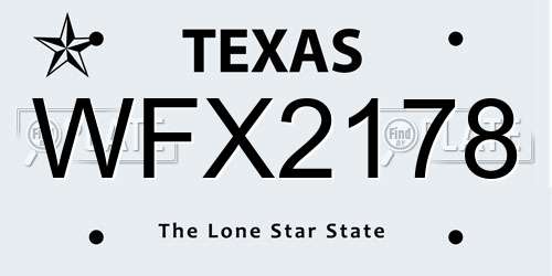 WFX2178 Texas License Plate
