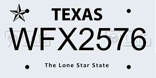 WFX2576 Texas License Plate