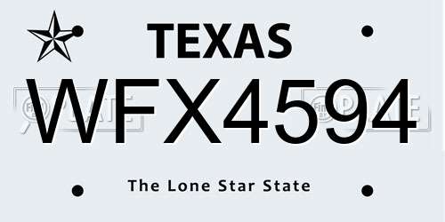 WFX4594 Texas License Plate
