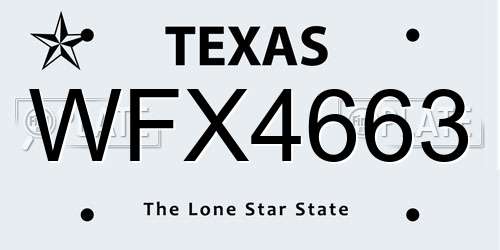 WFX4663 Texas License Plate