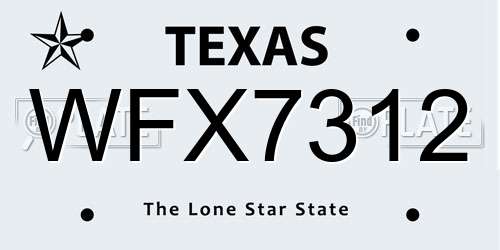 WFX7312 Texas License Plate