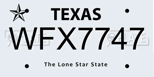 WFX7747 Texas License Plate