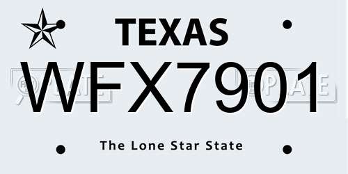 WFX7901 Texas License Plate