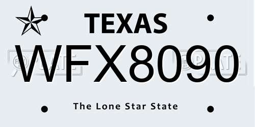 WFX8090 Texas License Plate