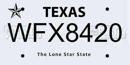 WFX8420 Texas License Plate