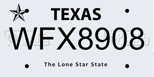 WFX8908 Texas License Plate