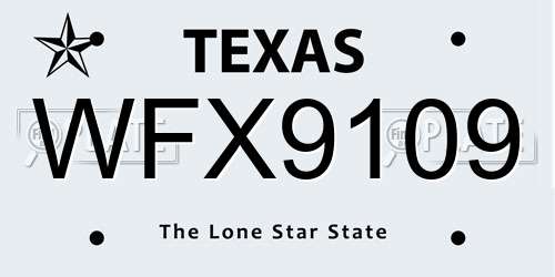 WFX9109 Texas License Plate