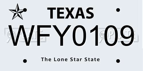 WFY0109 Texas License Plate