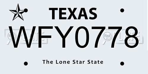 WFY0778 Texas License Plate