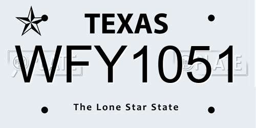 WFY1051 Texas License Plate