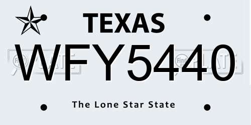WFY5440 Texas License Plate