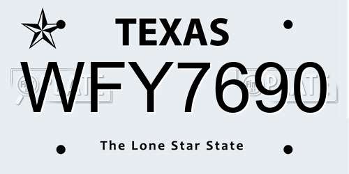 WFY7690 Texas License Plate