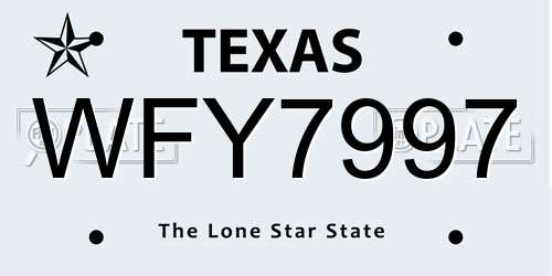 WFY7997 Texas License Plate
