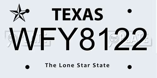 WFY8122 Texas License Plate