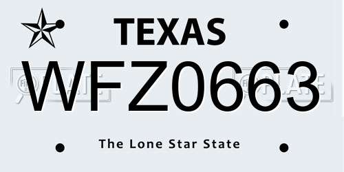 WFZ0663 Texas License Plate