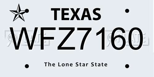 WFZ7160 Texas License Plate