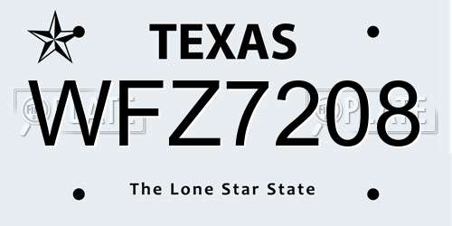 WFZ7208 Texas License Plate