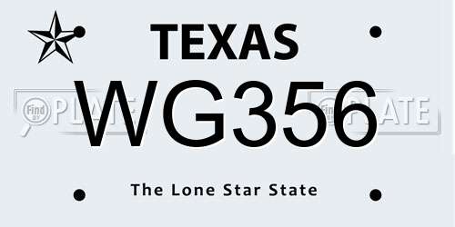 WG356 Texas License Plate