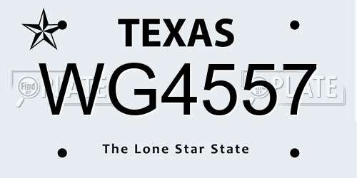 WG4557 Texas License Plate