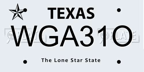 WGA31O Texas License Plate