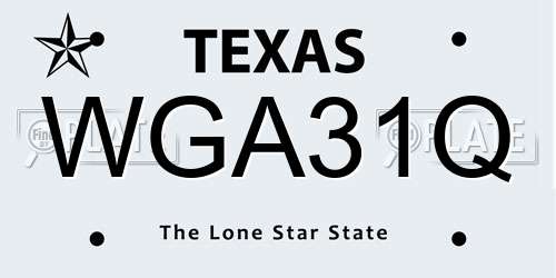 WGA31Q Texas License Plate