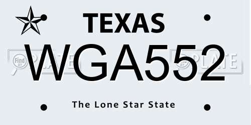 WGA552 Texas License Plate