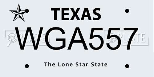 WGA557 Texas License Plate