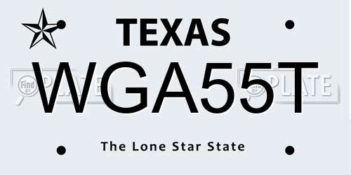 WGA55T Texas License Plate