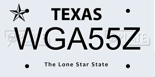 WGA55Z Texas License Plate