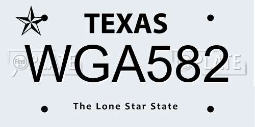 WGA582 Texas License Plate