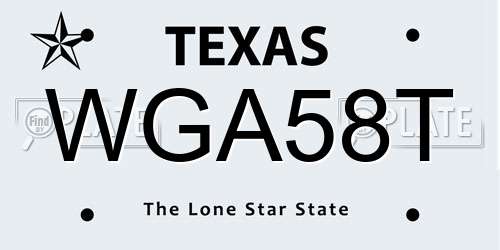 WGA58T Texas License Plate