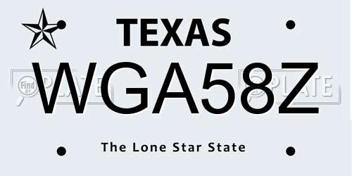 WGA58Z Texas License Plate
