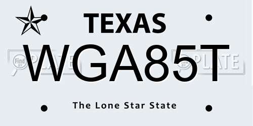 WGA85T Texas License Plate