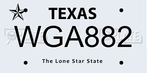 WGA882 Texas License Plate