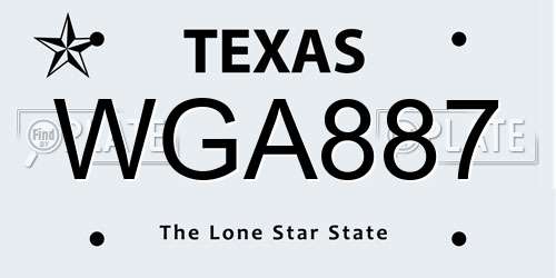 WGA887 Texas License Plate