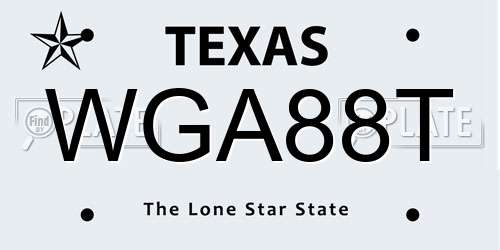 WGA88T Texas License Plate