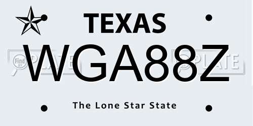 WGA88Z Texas License Plate