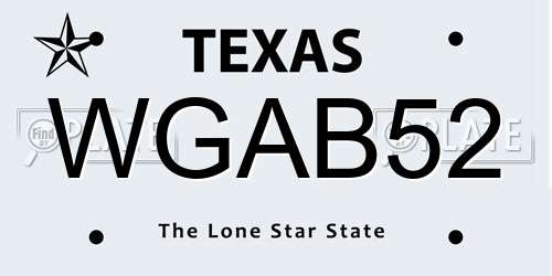 WGAB52 Texas License Plate