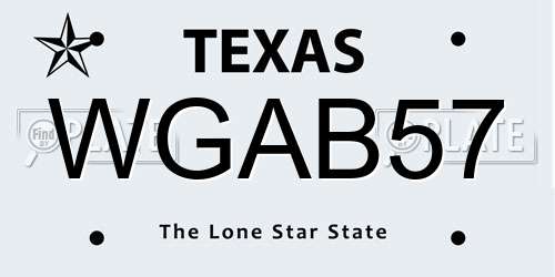 WGAB57 Texas License Plate