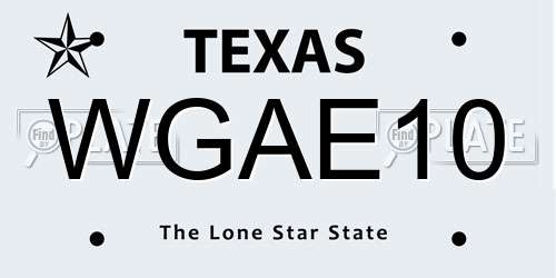 WGAE10 Texas License Plate