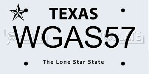 WGAS57 Texas License Plate