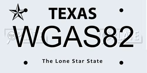WGAS82 Texas License Plate