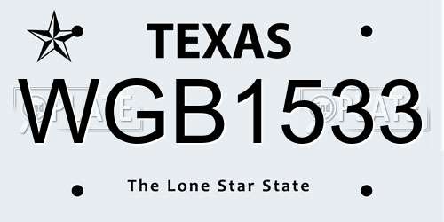 WGB1533 Texas License Plate