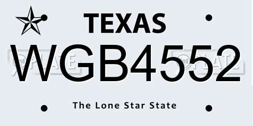 WGB4552 Texas License Plate