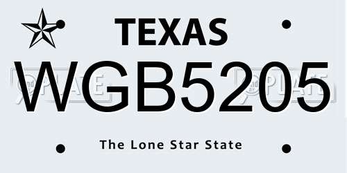 WGB5205 Texas License Plate