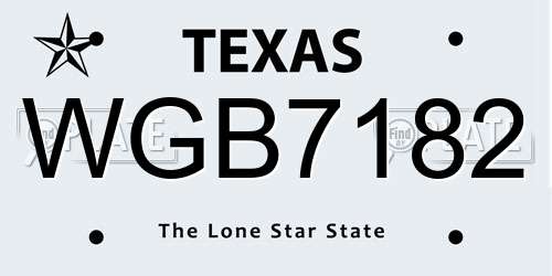 WGB7182 Texas License Plate